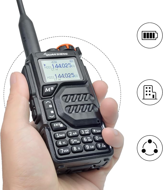 TWAYRDIO Quansheng UV-K5 NOAA Emergency Weather Receiver with Programming Cable and Radio Holder, 5W VHF UHF Dual Band Two Way Radio, AM/FM Airband Receiving Walkie Talkie
