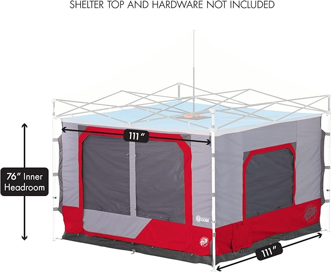 E-Z UP Camping Cube 6.4, Converts 10' Straight Leg Canopy into Camping Tent, Punch