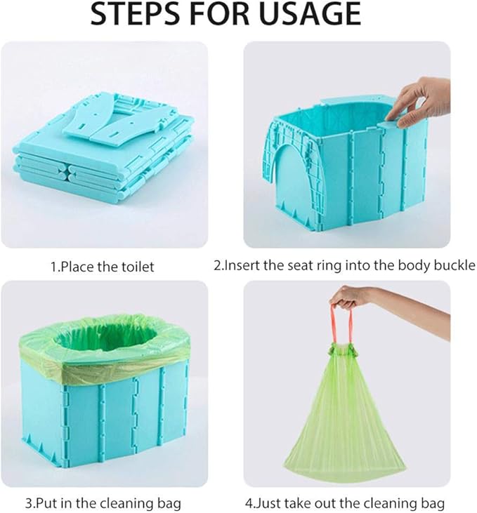 Portable Toilet Retracable Travel Toilet Adjustable Portable Toilet Potty Foldable Toilet Colorful Portable for Kids Elder Room Indoor Car Fishing Outdoor Camping (Sky-Blue)