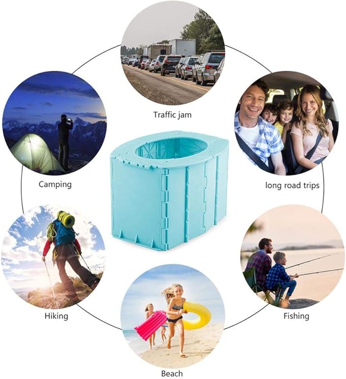 Portable Toilet Retracable Travel Toilet Adjustable Portable Toilet Potty Foldable Toilet Colorful Portable for Kids Elder Room Indoor Car Fishing Outdoor Camping (Sky-Blue)