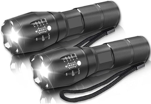 MODOAO Tactical Flashlights High Lumens Zoomable Bright LED Flashlight 5 Modes for Outdoor Camping,Emergency,Hiking with Handheld Flashlights (2 Pack)