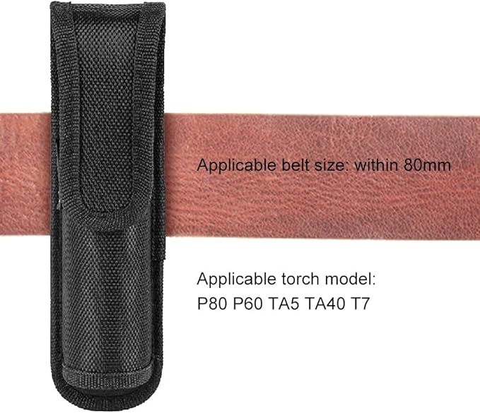 Flashlight Holster, Nylon Flashlight Pouch Waterproof Torch Carry Case for Camping Hiking Emergency