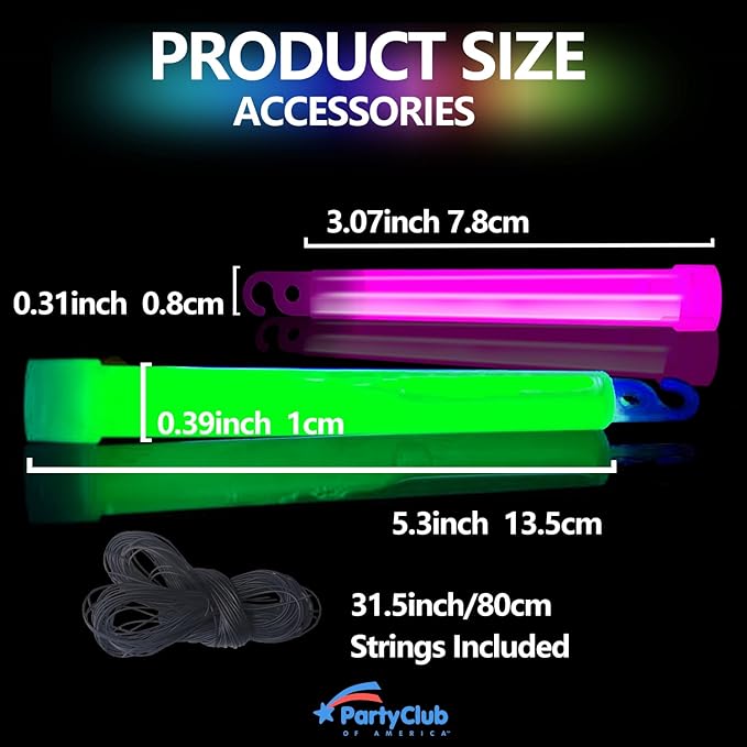 Premium Glow Fever Bulk Ultra Bright Multi Color Glow Sticks Emergency Light Sticks for Camping Accessories Parties Hurricane Supplies Earthquake Survival Kit and More