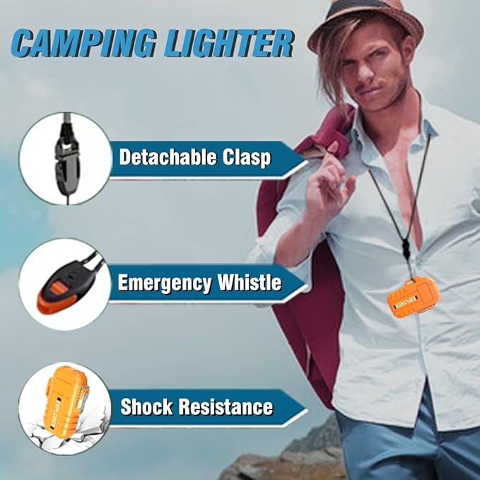Torch Lighter, 2 Pack Butane Lighter, Windproof Outdoor Gas Lighter Adjustable Jet Flame Lighters, Fireplace Fireworks Grill Camping BBQ Lighter, Gifts for Men.(Orange+Camo)(Without Butane)