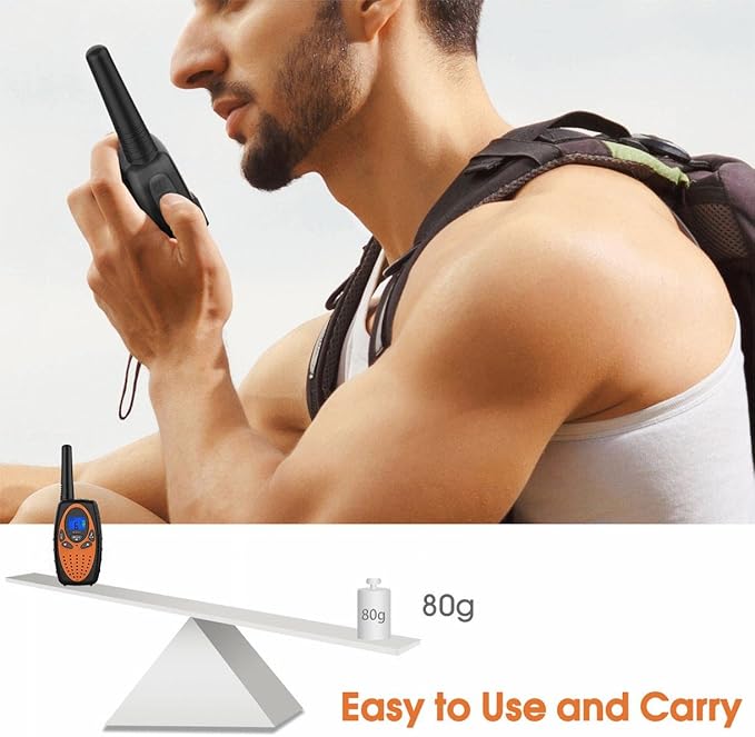 Two Way Radios for Adults, Topsung M880 FRS Walkie Talkie Long Range with VOX Belt Clip/Hands Free Walki Talki with Noise Cancelling for Women Kids Camping Hiking Cruise Ship (Orange 2 in 1)