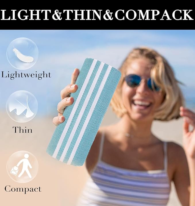Turkish Beach Towels Outdoor Picnic Throw Blanket Camping Towel Quick Dry Lightweight No Sand Extra Large Accessories Gear Essentials Glamping Tent Gear Must Haves Hiking Supplies Backpacking Gadgets