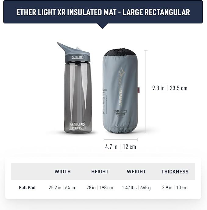 Sea to Summit Ether Light XR Insulated Sleeping Pad, Rectangular - Large (78 x 25 x 4 inches)