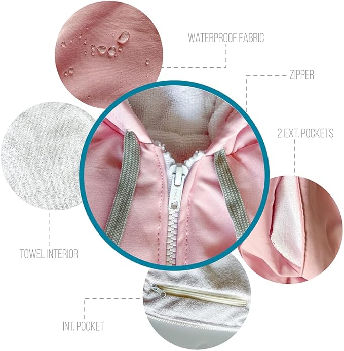 MACAR sport TOWEL swimming parka, waterproof fabric on the outside, dry jacket for kids and adults