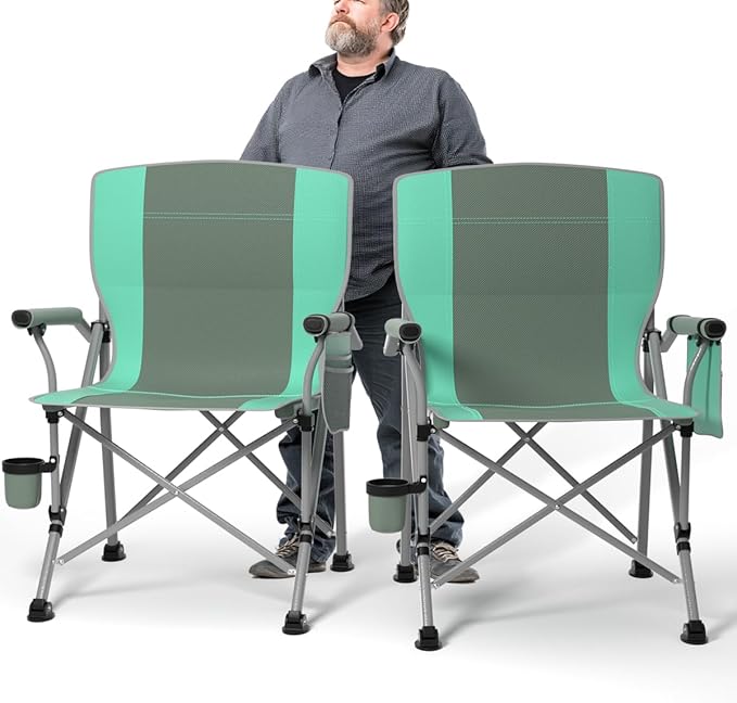 Oversized Camping Chair for Adults Heavy Duty,Heavy Duty Lawn Chair with Side Pockets,Outdoor Camping, Fishing, Beach,Hiking Foldable Camping Chair