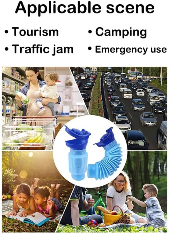 Portable Mini Outdoor Camping Travel Shrinkable Personal Mobile Toilet Bottle,Unisex Adjustable Emergency Urinal Portable Toilet for car 750ml (Blue)