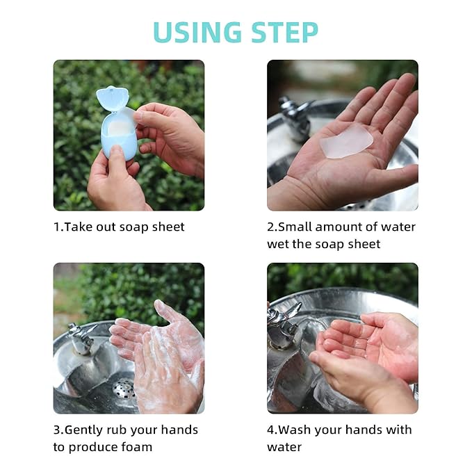 9 Boxes (450 Sheets) Paper Soap Sheets,Soap Sheets for Hand Washing,Disposable Portable Travel Soap Camping Soap,Kids Hand Soap for Travel Hiking Outdoor