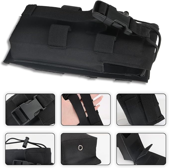 Tactical Molle Radio Holster Holder Case Military Heavy Duty Radios Holster Bag for AR-152 AN/PRC-152 148 UV-25 Two Ways Walkie Talkies Adjustable Storage(Black