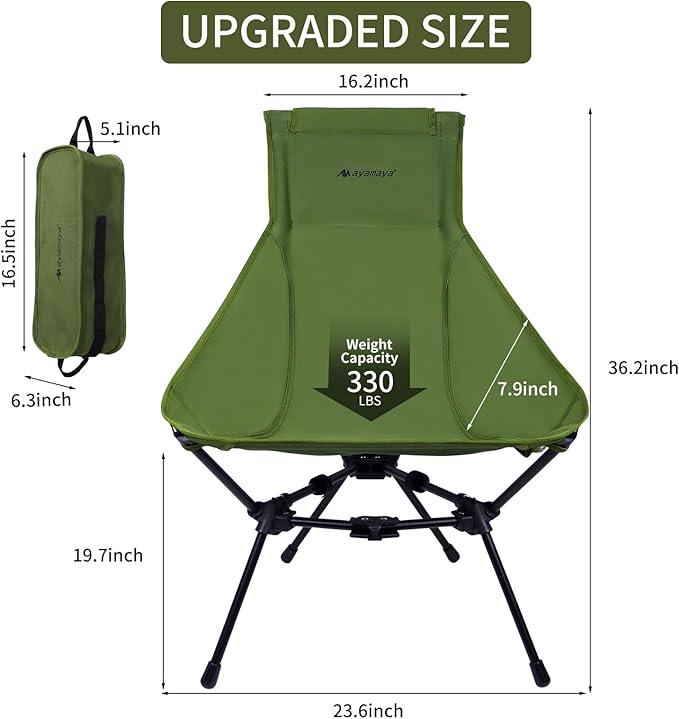 ayamaya Camping Chairs - Ultralight Folding High Back Camping Chair with Upgrade All Aluminum Widen Frame Structure