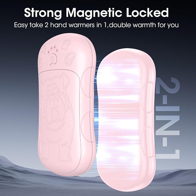 OLV Hand Warmers Rechargeable 2 Pack Strong Magnetic 18Hrs Longer Heating Portable Pocket-Sized Hand Warmer 6000mAh USB Hot Heater Birthday Gifts for Men Women Camping,Golf,Hunting,Travel Essentials