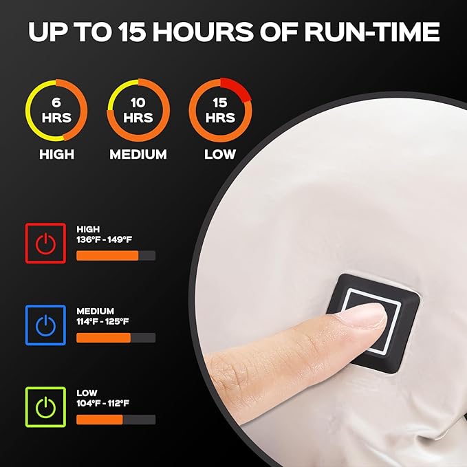 Heated Hand Warmer Pouch with 10000 mAh Rechargeable Battery, Up to 15 Hours of Warmth Electric Heated Hand Muff, Ideal for Football, Golf, Hunting, Fishing, Camping, Winter Outdoor Walk - Gray