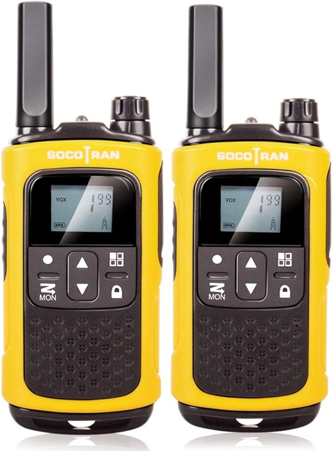Rechargeable Walkie Talkies for Adults, Long Range 5 Miles Two Way Radios, Rechargeable Battery,Charging Dock,Flashlight,for Camping Hiking Hunting Security Hotel Yellow