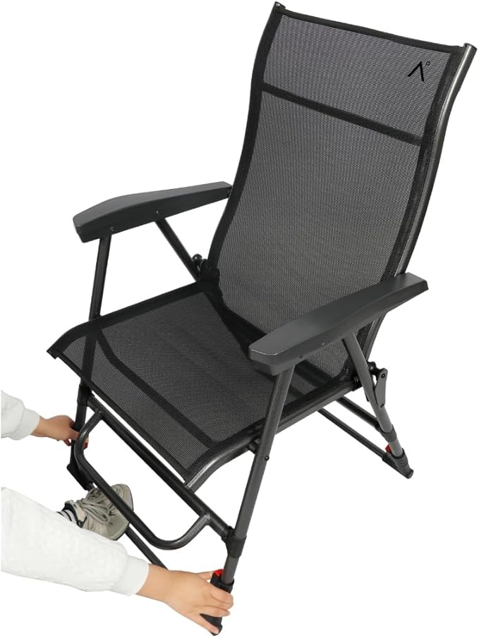 Sports Chair - Height Adjustable Camping Chair with 3 Levels, Lightweight Aluminum, Mesh Back - Rise Above The Crowd with Ultimate Comfort & Versatility