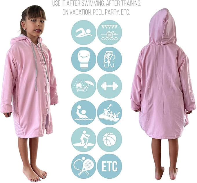 MACAR sport TOWEL swimming parka, waterproof fabric on the outside, dry jacket for kids and adults