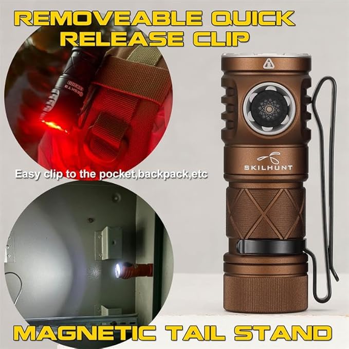 EC200S-Mini 2100+570 lumens Dual Channel Powerful EDC USB-C Rechargeable LED Flashlight - Lightweight, Compact Pocket light Camping Hiking Running Waterproof Outdoor (Cool White 6500K, Black)