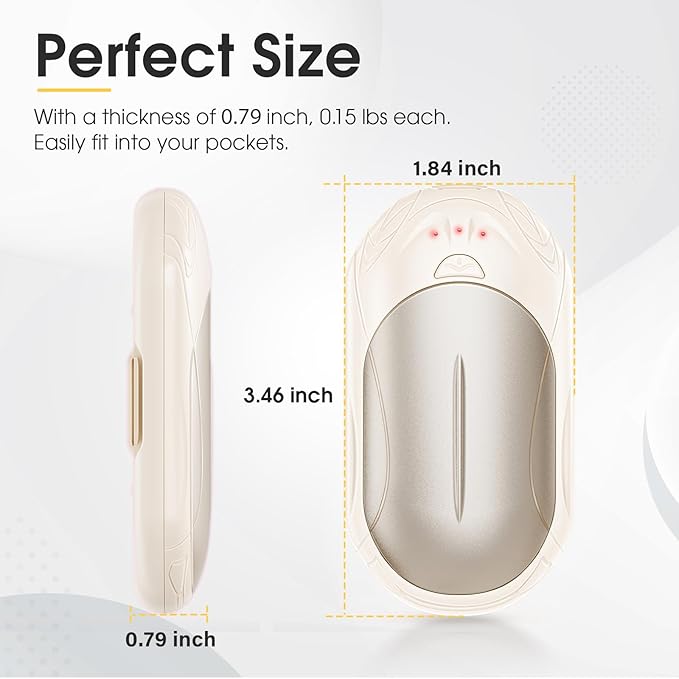 AI Hand Warmers Rechargeable 2 Pack, 6000mAh Electric Hand Warmers, AI Smart Chips 20Hrs Long Safe Heat, Portable Pocket Heater, Gifts for Christmas, Outdoor, Golf, Hunting, Camping Accessories