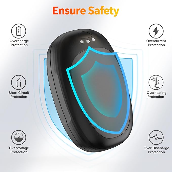 Hand Warmers Rechargeable 2 Pack, Electric Hand Warmer Reusable 4000mAh USB Portable Pocket Warmer, 10 Hrs Lasting Hand Heater for Camping Hiking Hunting Golf Ideal Warm Gift for Women Men