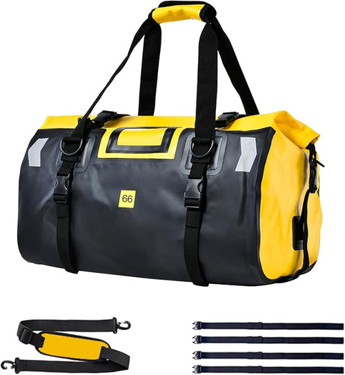 Waterproof Duffel Bag,Roll-Top Heavy Duty Dry Duffle Bag,Motorcycle Dry Bag,with Quick-fixed Straps,with Large Storage Space, Perfect for Traveling, Camping, Kayaking, Fishing & Canoeing (yellow, 66L)