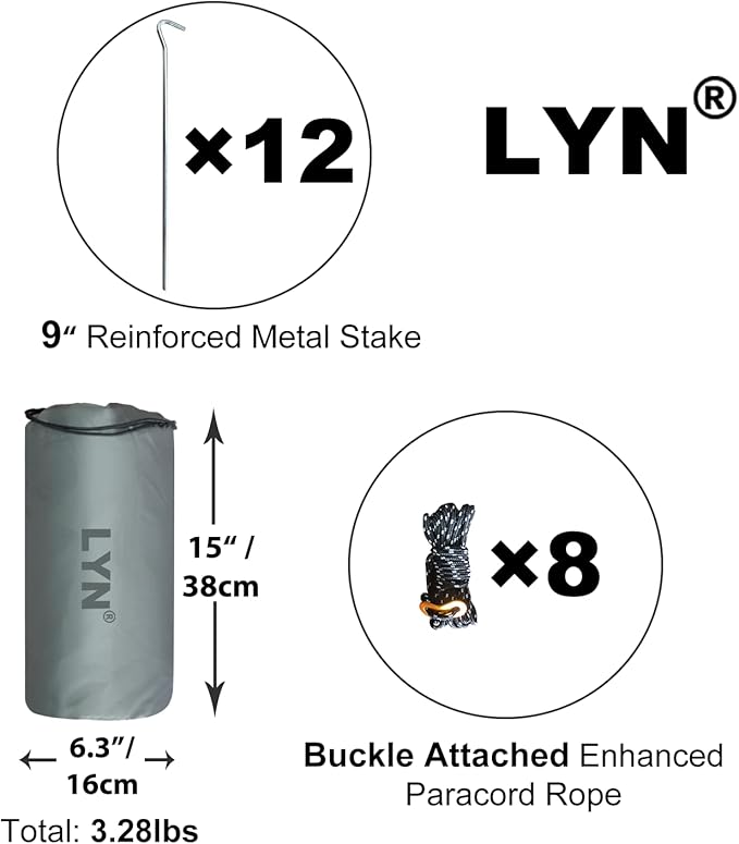 LYN Extra Large Zipper Reusable Survival Emergency Shelter Tent,Thermal Waterproof Fireproof Lightweight Bugout, with Paracord✚Stake for Camping,First Aid,Hiking&Bushcraft