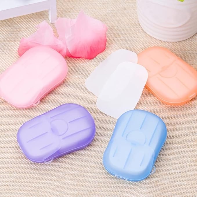 100 Sheets Colorful Disposable Soap Paper 5 Boxes Hand Cleaner Fragrance Mini Color Soap Paper for school Indoor, Outdoor, Travel, Camping Hiking,Foot and Hand Care, Outdoor Recreation