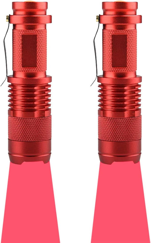 (Pack of 2 Red LED Flashlight, 3 Modes Red Flashlight, Red Light Flashlight Red LED Red Light Torch for Astronomy, Aviation, Night Observation-2PCS