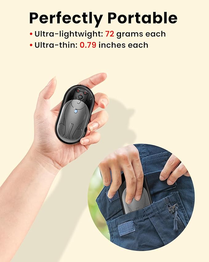 Electric Hand Warmers Rechargeable 2 Pack, 3000Mah*2 Portable Hand Warmer Battery Operated, Fun & Practical & Useful Gifts for Men Chrismas, Outdoor Camping Gifts, Hunting Accessories and Gear