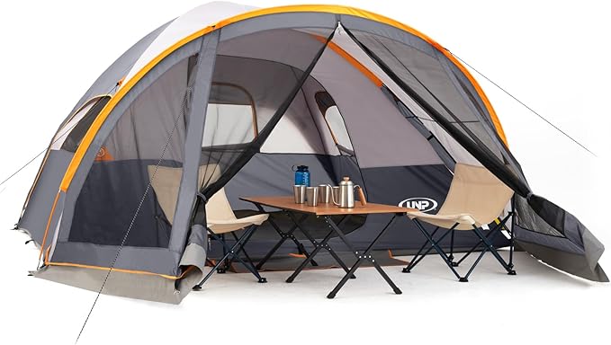 UNP Camping Tent with Screen Room, Portable 6 Person Camping Tent with Screen Porch, Family Dome Tent for Camping Outdoor - 14'x11'x72''(H)