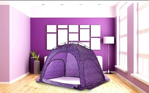 Laylala® Indoor Privacy and Play Tent on Bed Sleep Cozy in Drafty Room,Privacy Tent on Bed for Warm (Starlight,Purple)