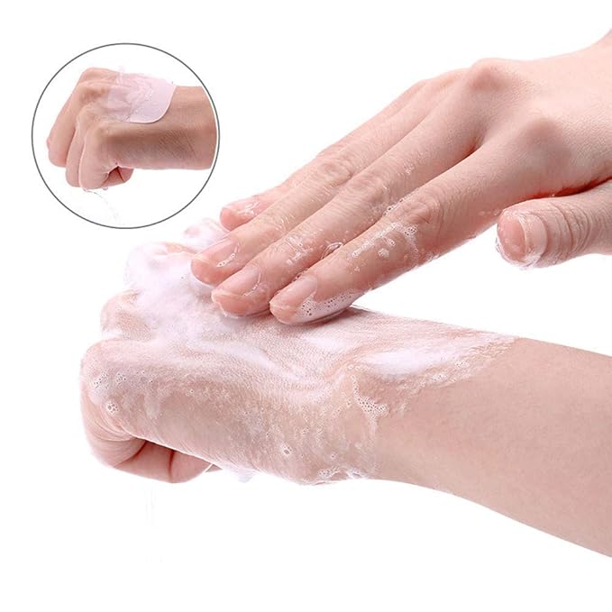 1 Box (50 Sheets) Mini Portable Travel Soap Paper Sheets Disposable Hand Washing Bath Scented Paper Soap for Outdoor, Camping Hiking (Green)