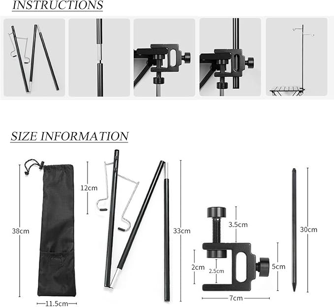Folding Camping Lantern Stand Pole Stake Accessories, Camping Light Stand Pole Hanger Camping Equipment, Outdoor Picnic Lighting Device Gift for Men Father
