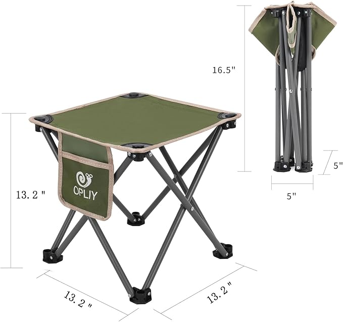 Opliy Camping Stool 2 Pack,Portable Folding Stool for Outdoor Gardening and Beach Hiking Fishing,Foot Stool with Carry Bag (Green)