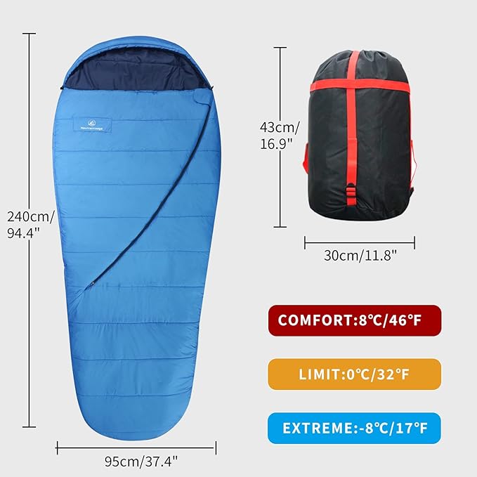 Mountainlodge Balance Sleeping Bag for Adult,Cold&Warm Weather with Compression Sack and Water Resistant for Family Camping,Travel and Car Camping