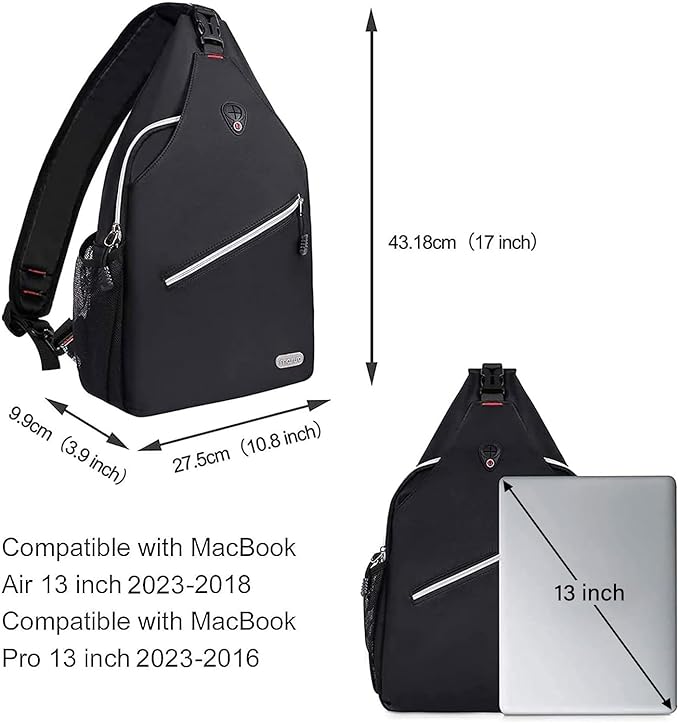 MOSISO Rope Sling Backpack (Up to 13 inch), Multipurpose Crossbody Chest One Shoulder Outdoor Travel Hiking Daypack
