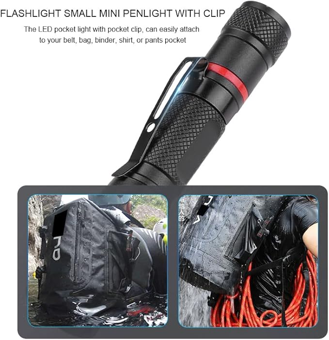 5 Pack LED Flashlights, Handheld Pen Light Flashlight, Pocket Torch PenLight with Clip, Zoomable, Waterproof, Slim Led Pen Flashlight for Camping, Outdoor