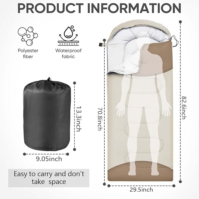 OBTANIM Sleeping Bags Portable Waterproof Camping Sleeping Bag for Adults Kids 4 Seasons Cold Weather or Warm Backpacking Hiking Mountaineering Indoor Outdoor Use