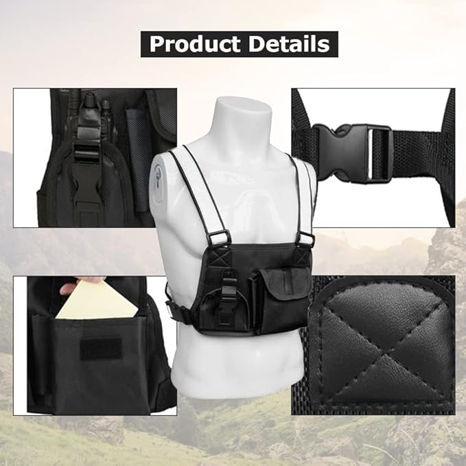 Hunting Radio Chest Harness Chest Pocket- Universal Talkie Talkie Holder Vest for Outdoor Hiking Camping Rescuing Mountaineer