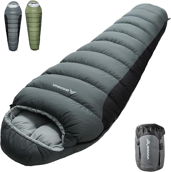 BISINNA Mummy Sleeping Bag for Adults 14-41℉ Cold Weather Camping Sleeping Bags with Compression Sack for Backpacking Hiking Traveling