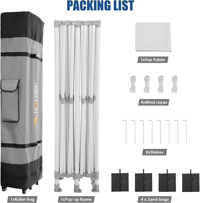 HOTEEL 10x20 Pop up Canopy Tent for Parties, Heavy Duty Easy Setup Tent Without Sidewalls, Outdoor Commercial Instant Gazebo for Wedding Event, with Roller Bag & Sand Bags, White(Hexagonal Frame)