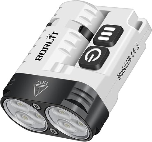 BORUIT U6 Small Flashlights Powerful 1600 Lumen, Mini EDC Flashlight USB C Rechargeable Led Pocket Clip Flash Light with Keychain Magnetic, IP68 Waterproof Lanyard