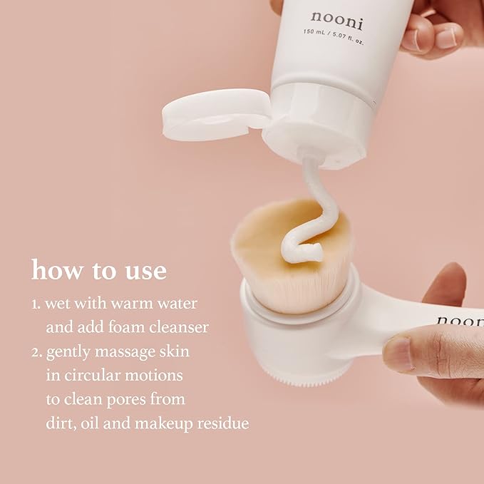 NOONI Cleansing Oil - Snow Aqua 0 LHA Toning Pore Care Korean Facial Oil Cleanser, 6.76 fl.oz (200 ml)*2EA + Pore Cleansing Tool - Manual Dual Brush Bundle