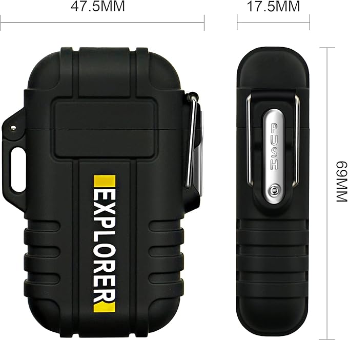 Lafagiet Waterproof Arc Lighter, Outdoor Dual Plasma Arc Lighter, USB Rechargeable Flameless Electric Lighters for Camping, Hiking, Survival Tactical (Black)