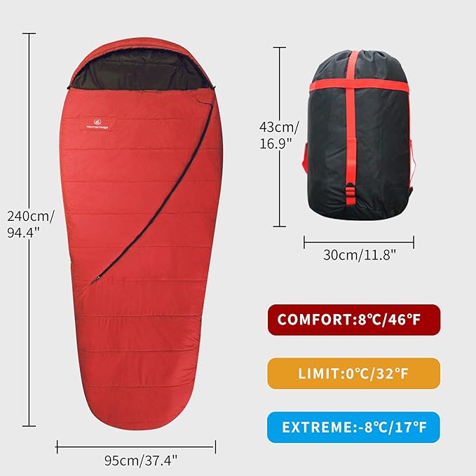 Mountainlodge Balance Sleeping Bag for Adult,Cold&Warm Weather with Compression Sack and Water Resistant for Family Camping,Travel and Car Camping