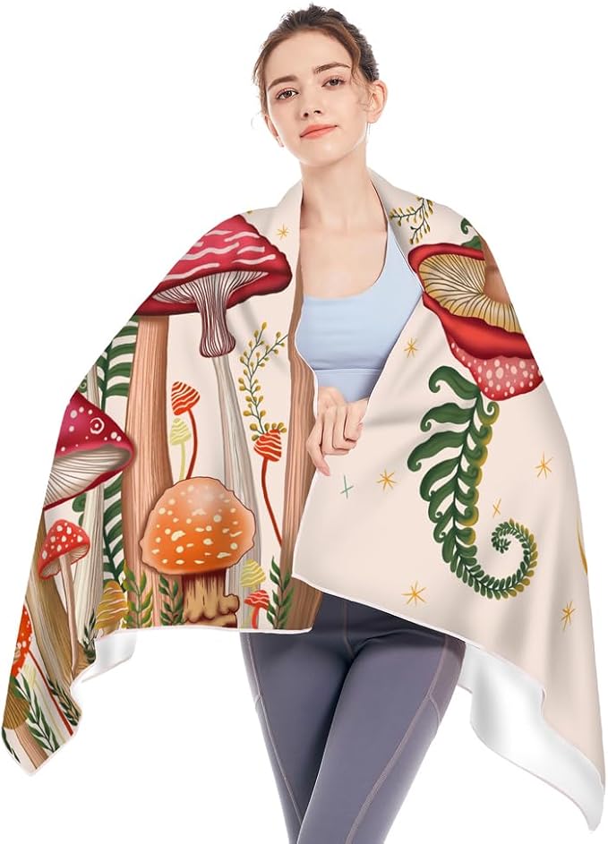 Thick Mushroom Beach Towel 30”x60” Microfiber Terry Beach Towels Kids Soft Camping Towels Sandproof Quick Drying Travel Swim Pool Yoga Gym Camping Women Men Beach Essentials Accessories Vacation Gift