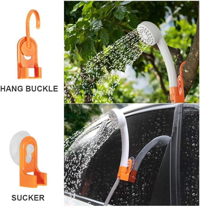 Portable Camping Shower Set, Built-in 4400mAh,USB Rechargeable Waterproof Battery Shower Pump+Collapsible Bucket for Family Camp Hiking Backpacking Travel Beach Pet Flowering, Outdoor Water System