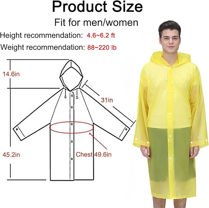 Rain Ponchos Raincoats for Adults Women Men, Reusable 2 Pack Rain Jacket Coats with Hood for Family Disney Camping Hiking
