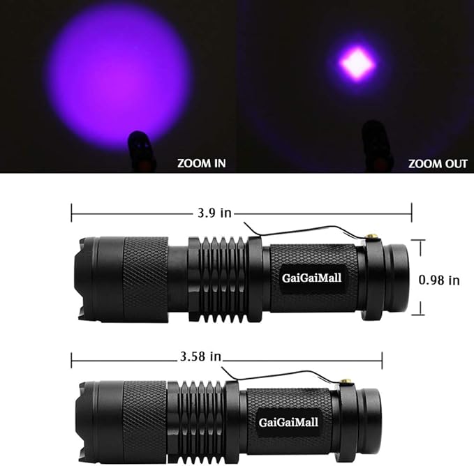 4 Colors Flashlights Including Red Green Blue Black Light Flashlight, 3 Mode Zoomable Led Hunting Torch, 4 Pack